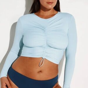 Knix Sky Blue Ruched Swim Top